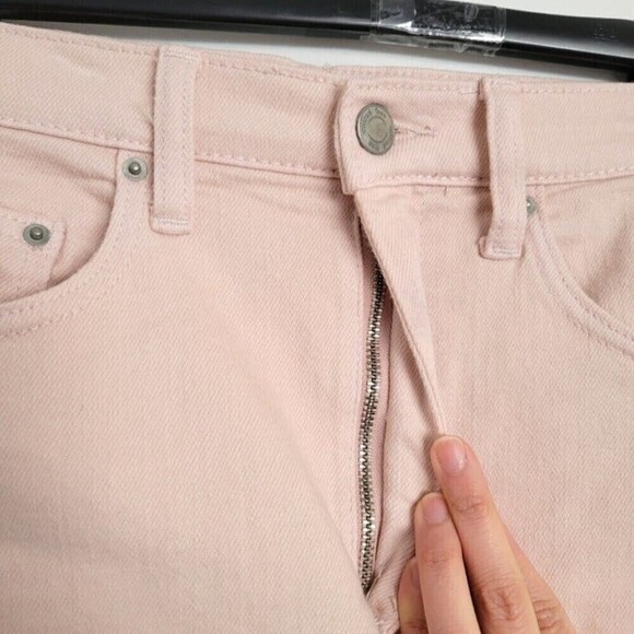 Aritzia Wilfred Free Distressed Tanit Pink Primrose Denim Jean Mini Skirt Size 2 - Picture 4 of 11